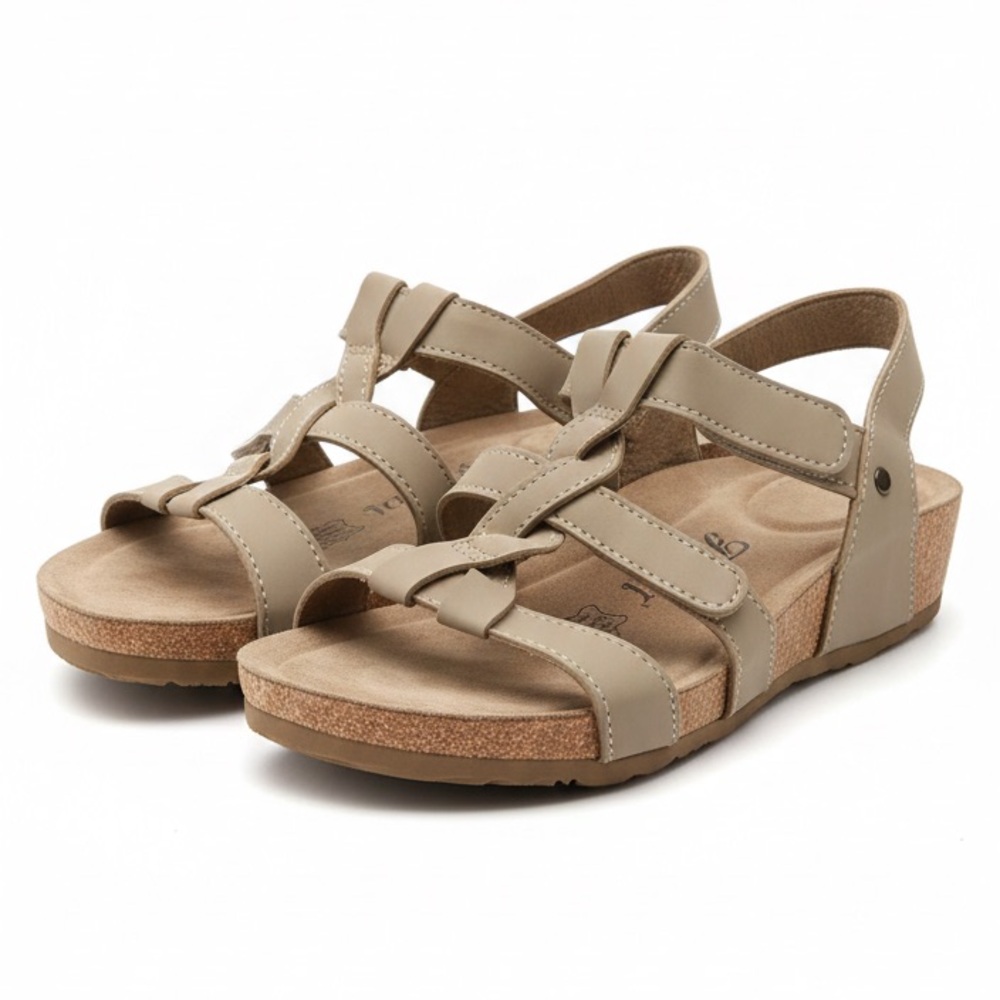 FITORY Women’s Cork Wedge Sandal Platform Slides Taupe - Size 8 NWOT